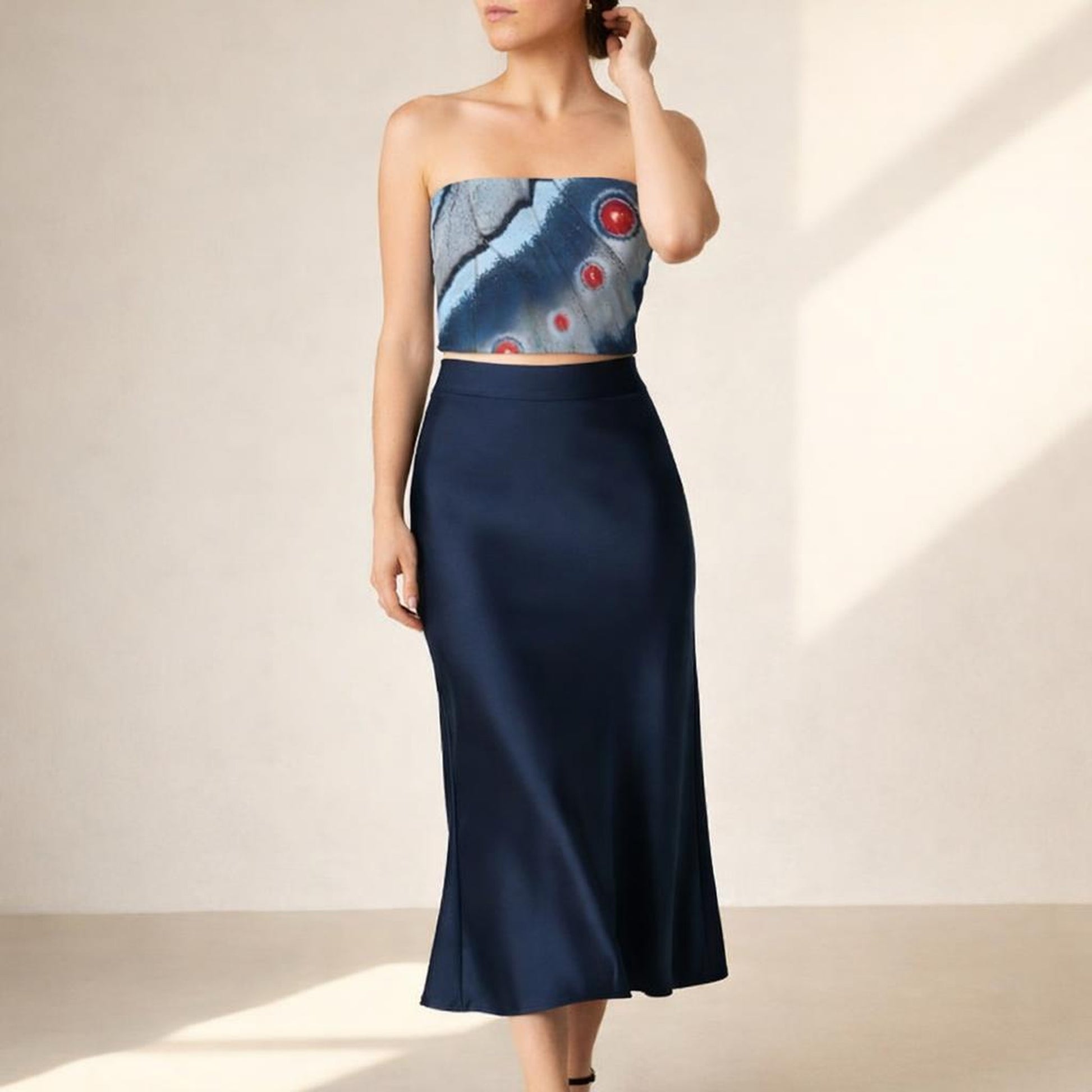 Crimson Wing | Tube Top | Abstract Circles — front view