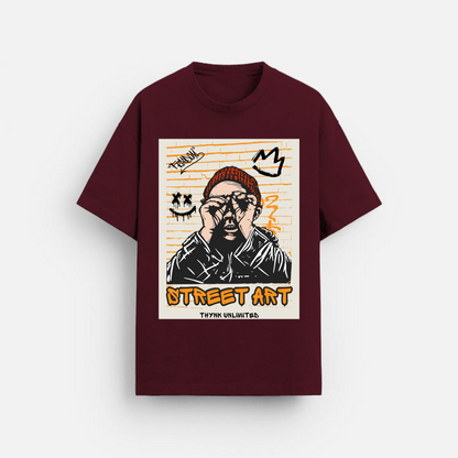 Street Art - Oversized Classic T-Shirt Maroon
