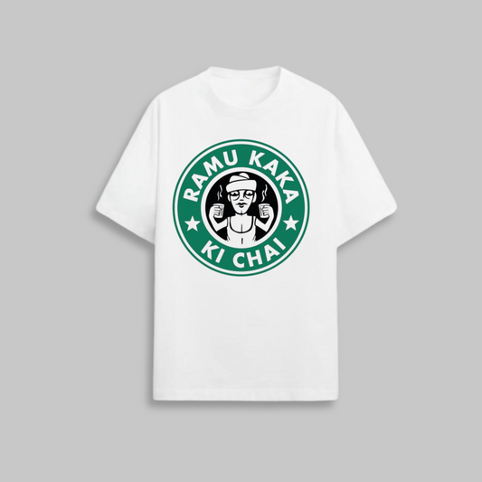 Ramu Kaka Ki chai - Oversized Classic T-Shirt White
