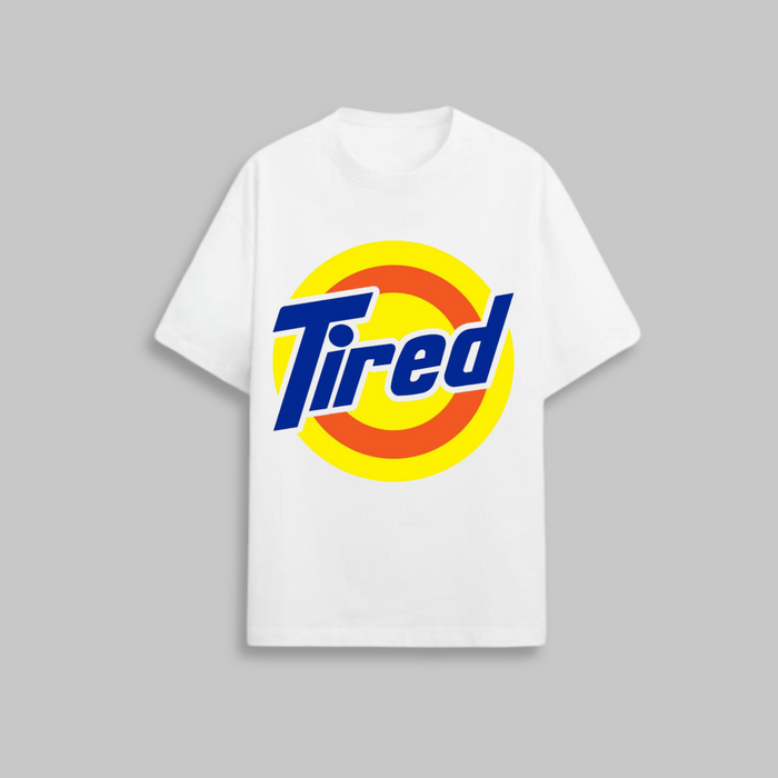 Tired | Oversized T-Shirt | Bold Colourblock Logo