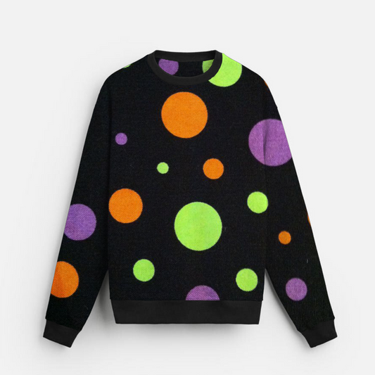 Vibrant Polka Dots | Playful Design | Black Sweatshirt