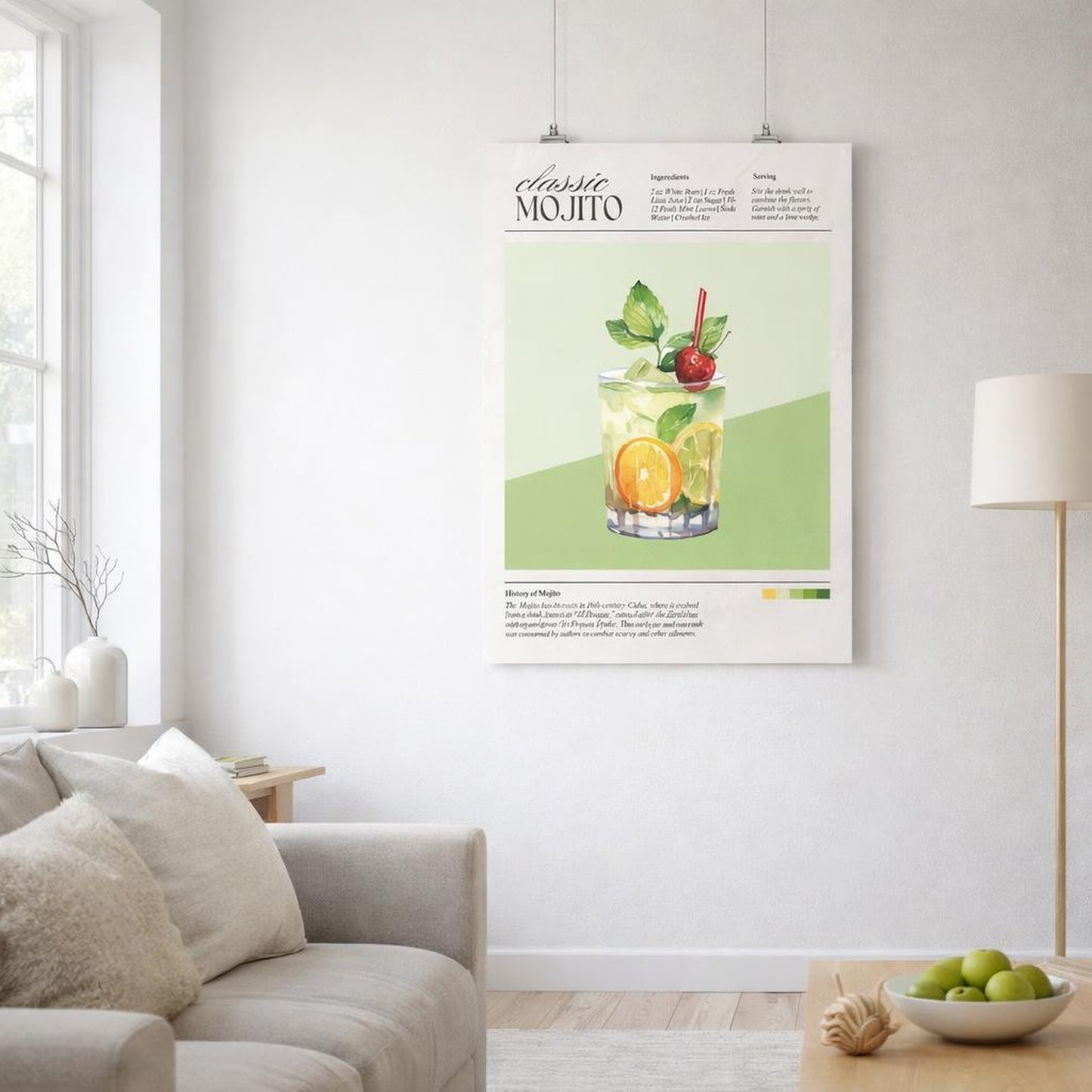 Mojito | Cocktail Recipe A3 Poster | Mixology Wall Art · front view