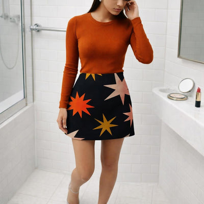 Midnight Sparks | Mini Skirt | Abstract Star Print · lifestyle