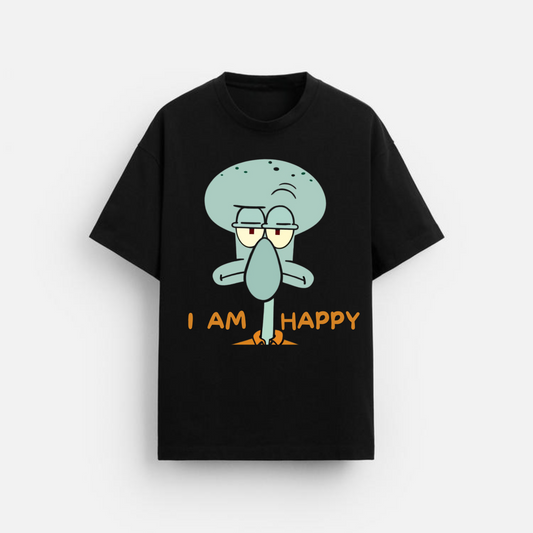 I am Happy - Oversized Classic T-Shirt Black
