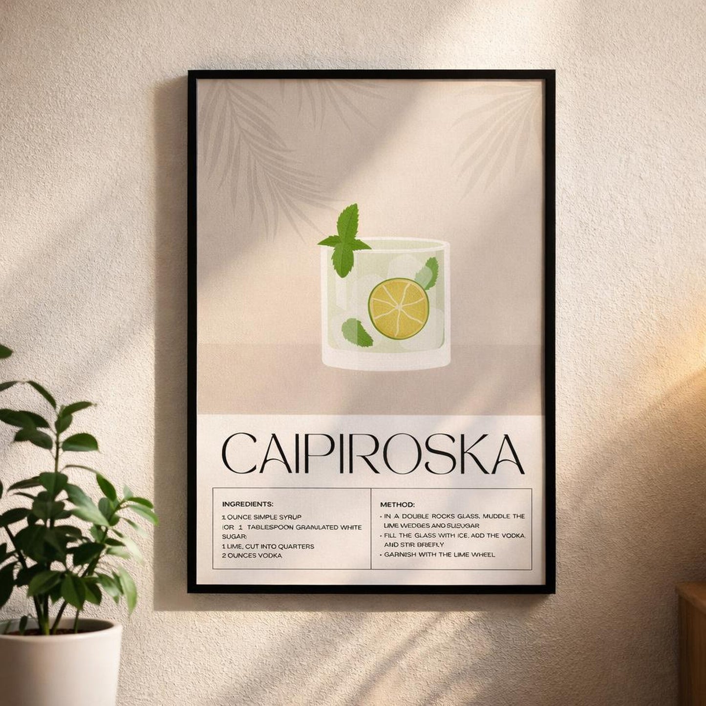 Caipiroska Recipe | A3 Poster | Cocktail Illustration — design detail