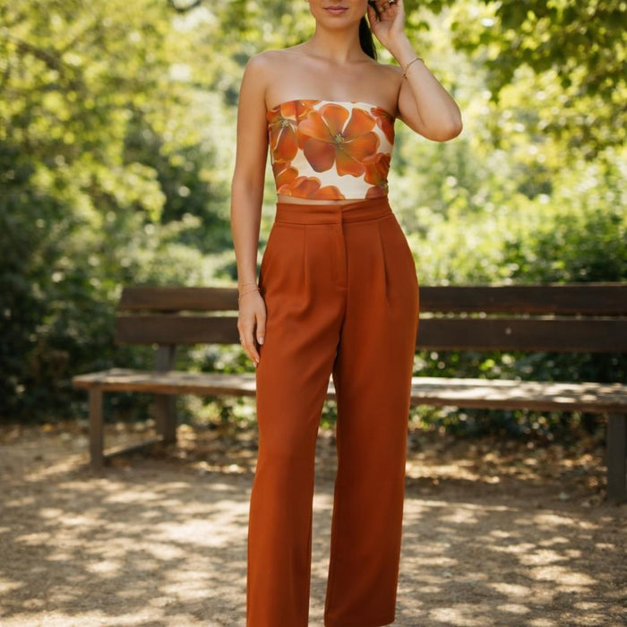 Sunset Petal Drift | Tube Top | Cream · front view