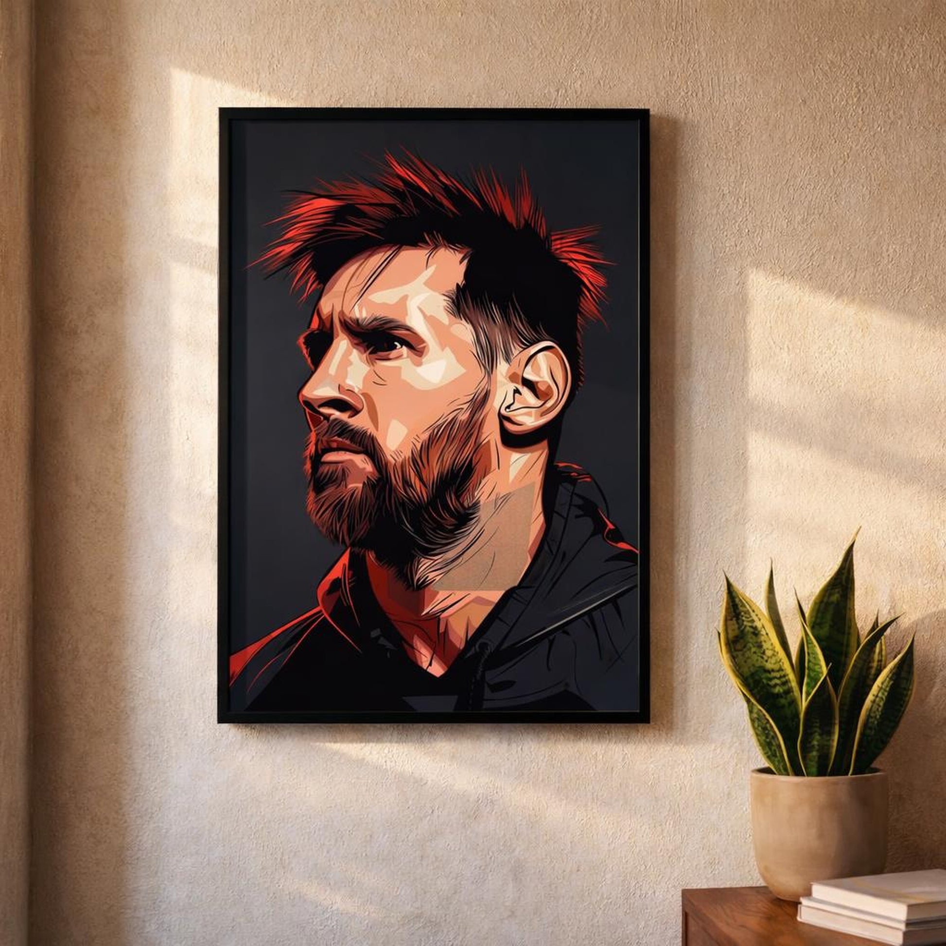 Messi GOAT | Portrait Poster | Spiky Red Highlights · design detail