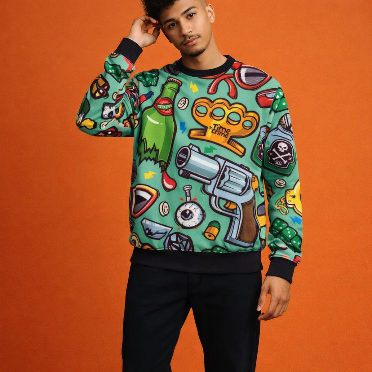 Rebel Vibes | Sweatshirt | Abstract Art Print · on a man