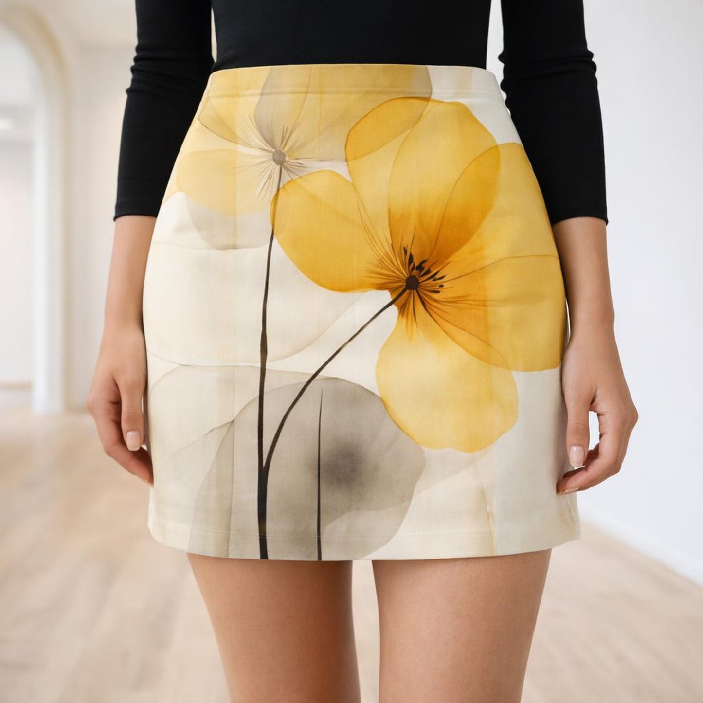 Golden Petal | Mini Skirt | Elegant Minimal · front view