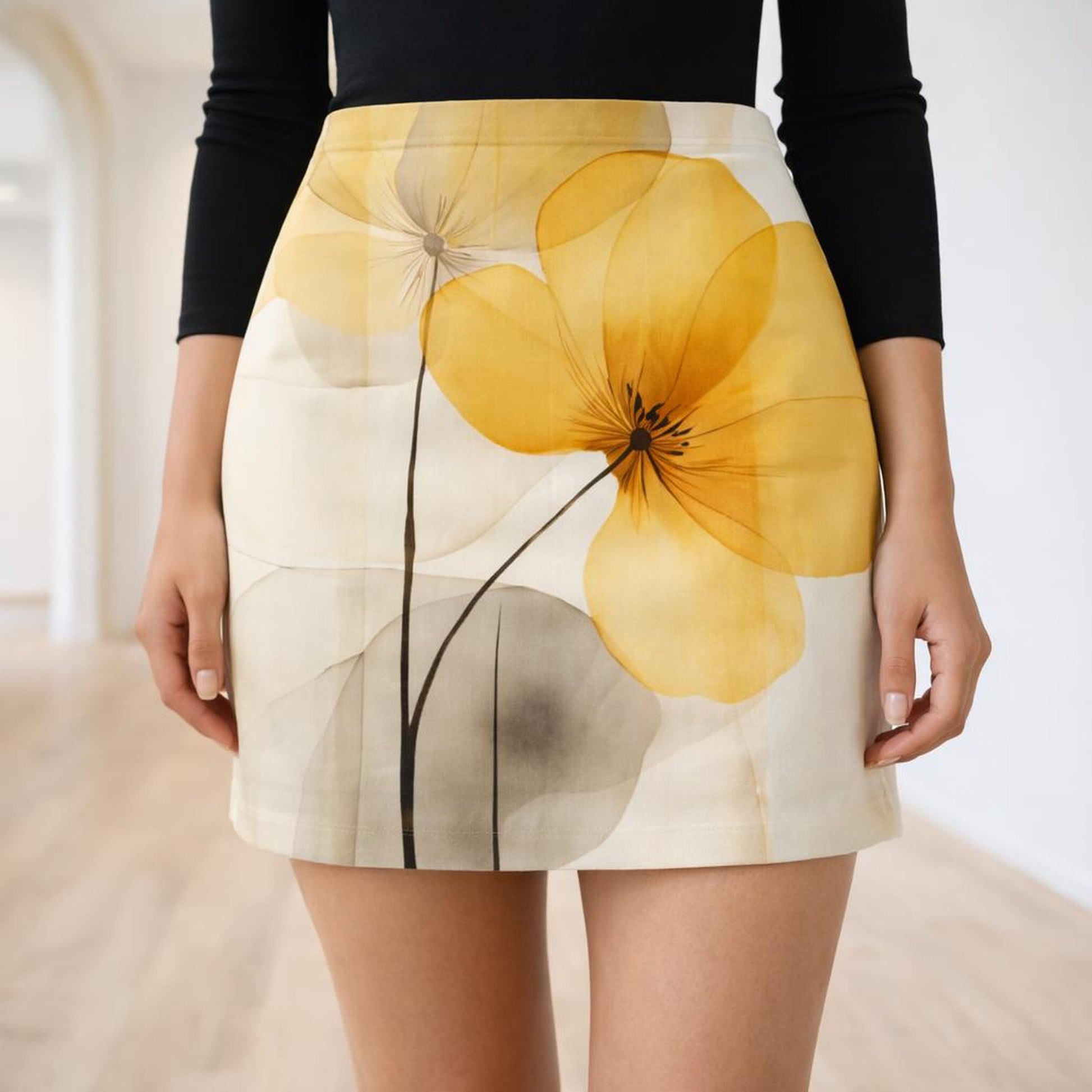 Golden Petal | Mini Skirt | Elegant Minimal · front view