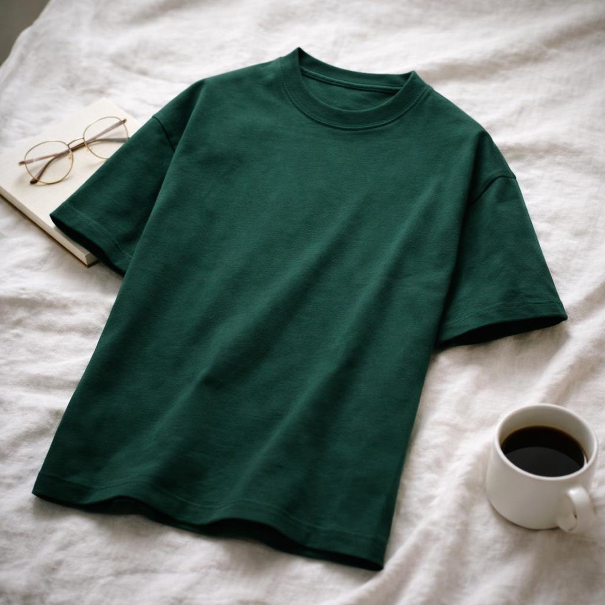 Bottle Green Plain | Oversized T-Shirt | Minimalist — design detail
