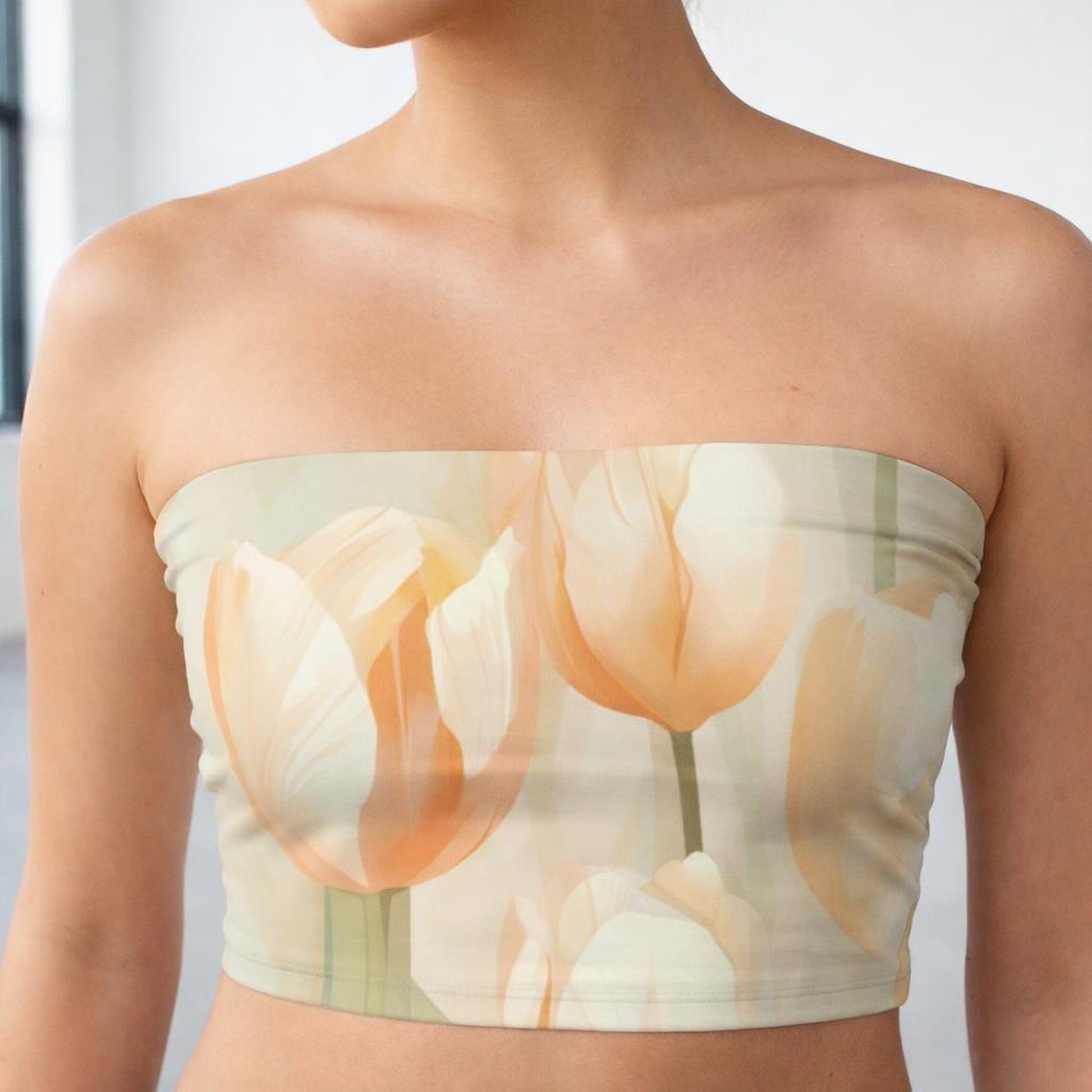 Blush Tulip Dream | Tube Top | Soft Floral — design detail