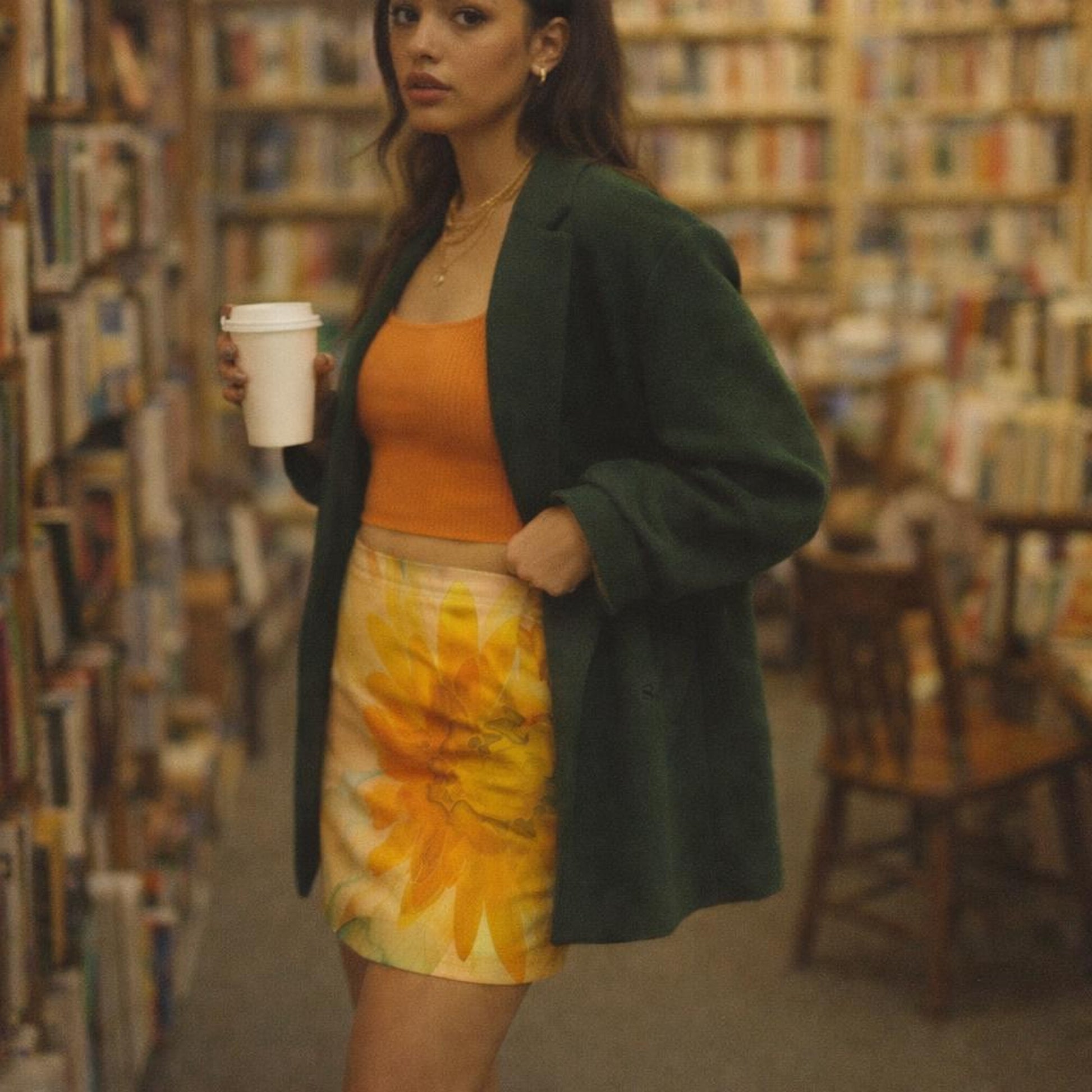 Amber Bloom | Mini Skirt | Abstract Floral — lifestyle