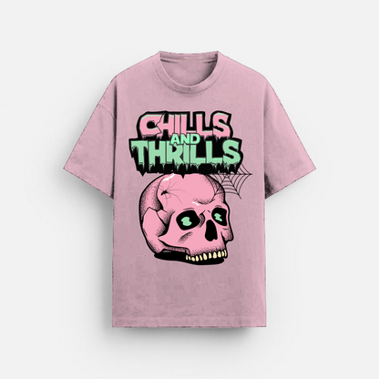 Chills and Thrills - Oversized Classic T-Shirt Pink