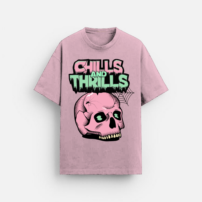 Chills and Thrills | Oversized T-Shirt | Skull Graphic