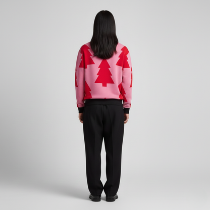 Christmas Trees | Winter Pattern | Festive Style | Pink Sweatshirt
