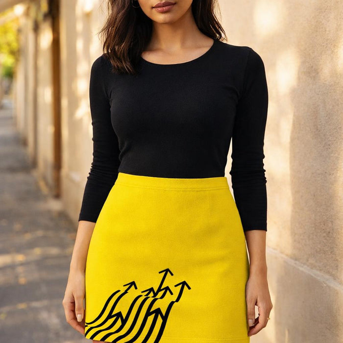 Upward Motion | Mini Skirt | Yellow & Black Arrow · front view