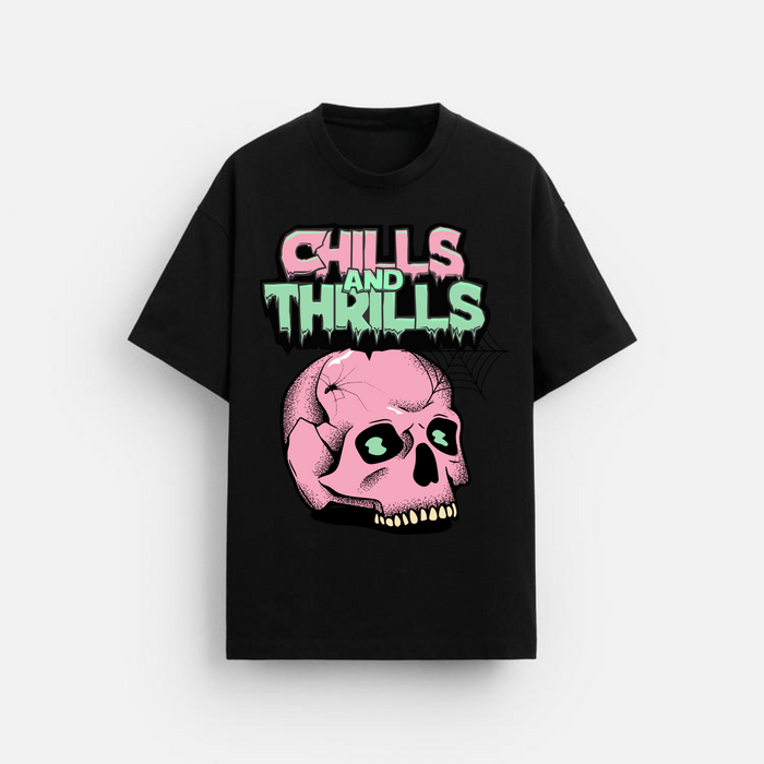 Chills and Thrills | Oversized T-Shirt | Neon Skull