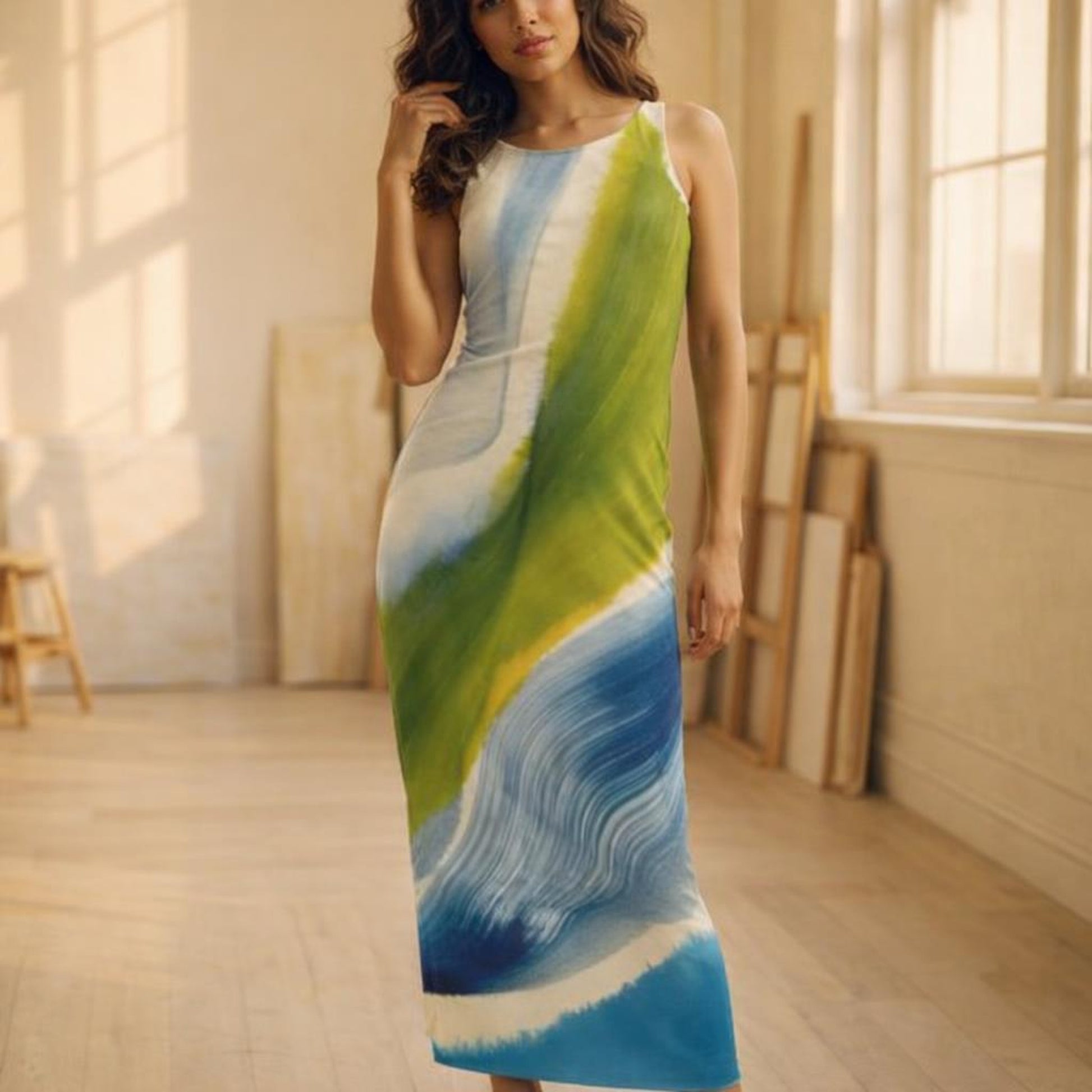 Ocean Reverie | Bodycon Dress | Wave Gradient — front view