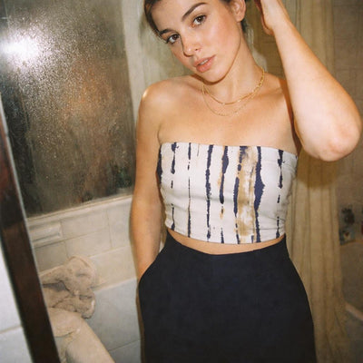 Indigo Drift | Tube Top | Vertical Stripes · lifestyle