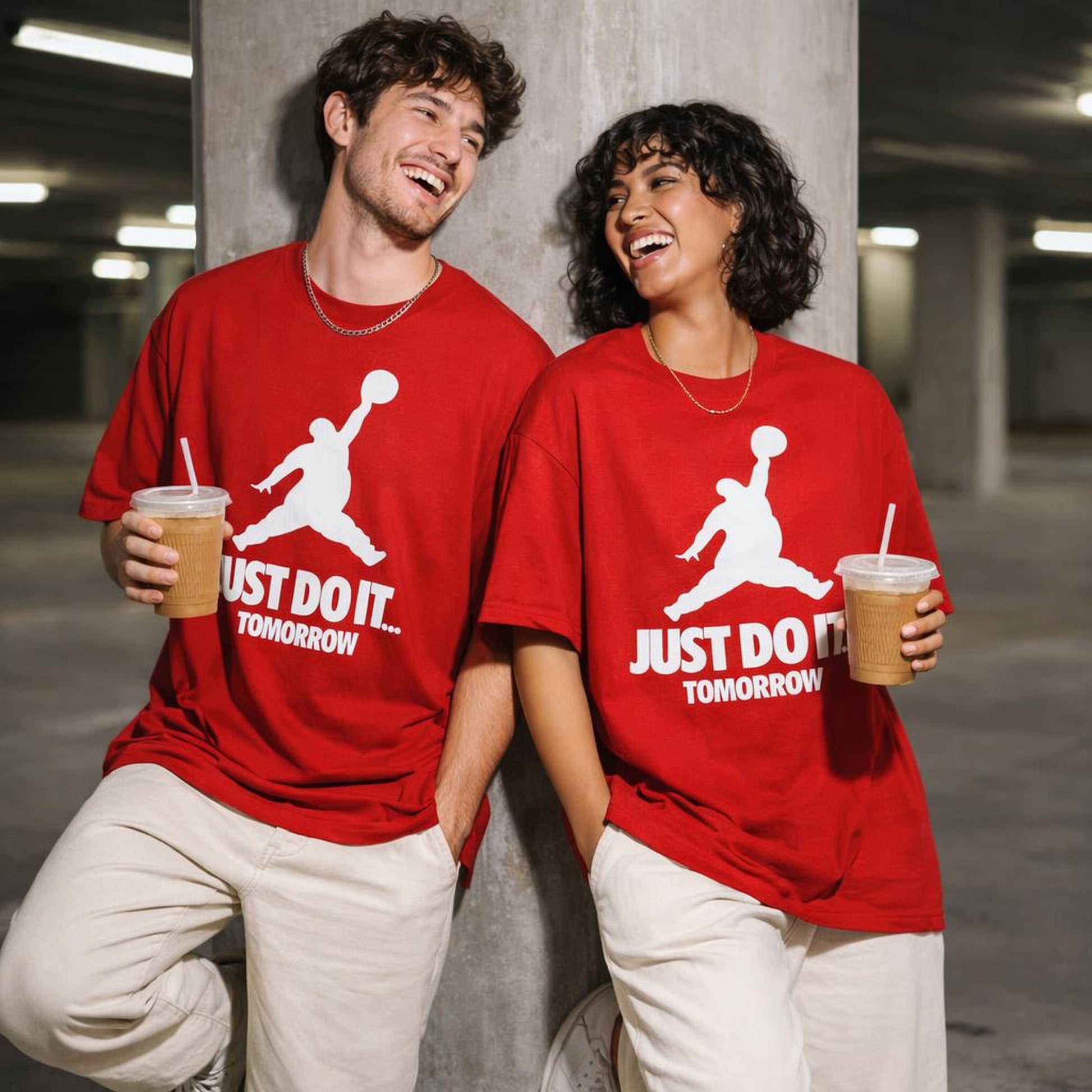 Do It Tomorrow | Oversized T-Shirt | Red — front view