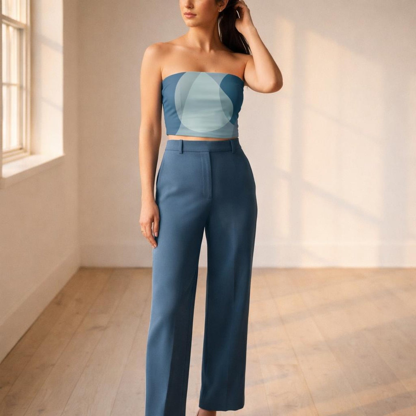 Aqua Flow | Tube Top | Cool Abstract Tones — front view