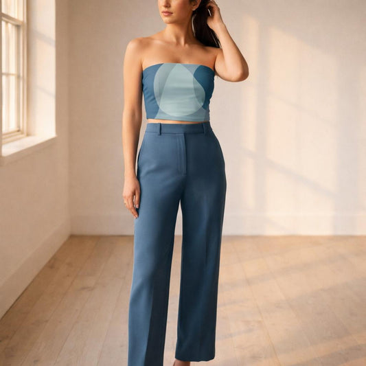 Aqua Flow | Tube Top | Cool Abstract Tones — front view