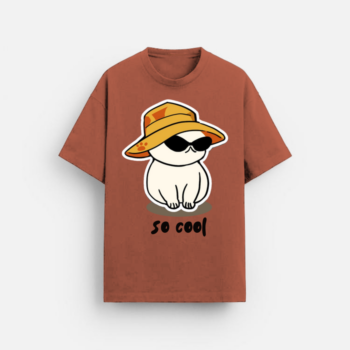So Cool | Oversized T-Shirt | Cartoon Cat Graphic
