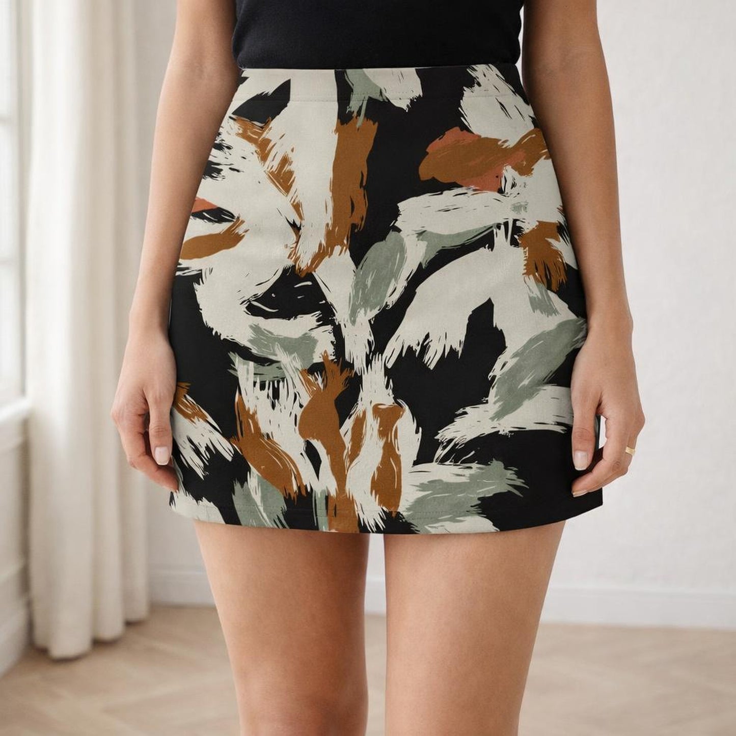 Earth Brush | Mini Skirt | Abstract Strokes — design detail