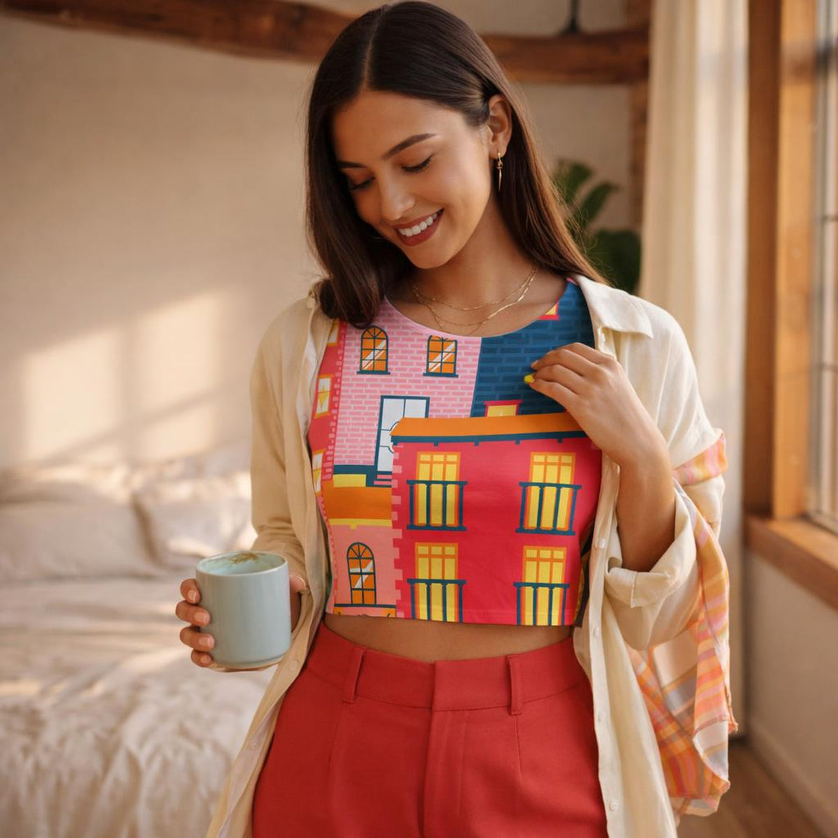 Rainbow Geometry | Women Printed Crop Top | Colorful Minimalist · lifestyle