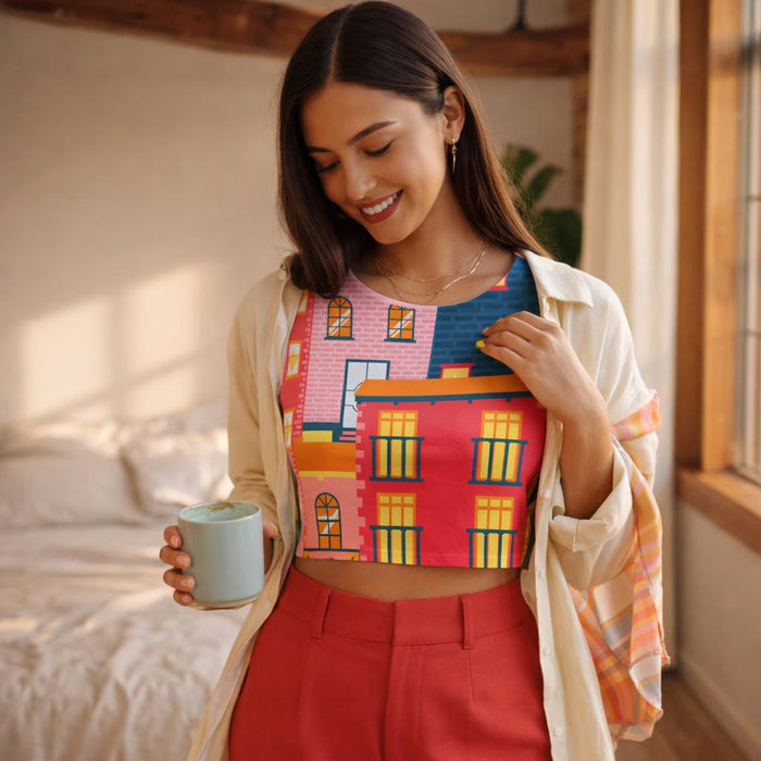 Rainbow Geometry | Women Printed Crop Top | Colorful Minimalist · lifestyle