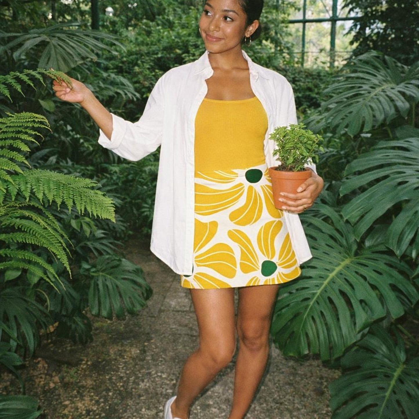 Golden Bloom | Mini Skirt | Floral Graphic — lifestyle