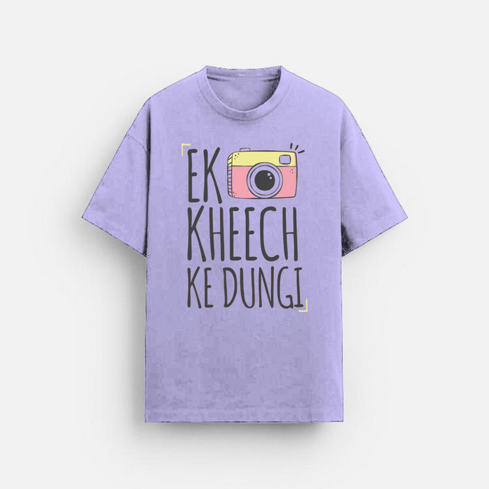Ek Kheech Ke Dungi | Oversized T-Shirt | Lavender Camera