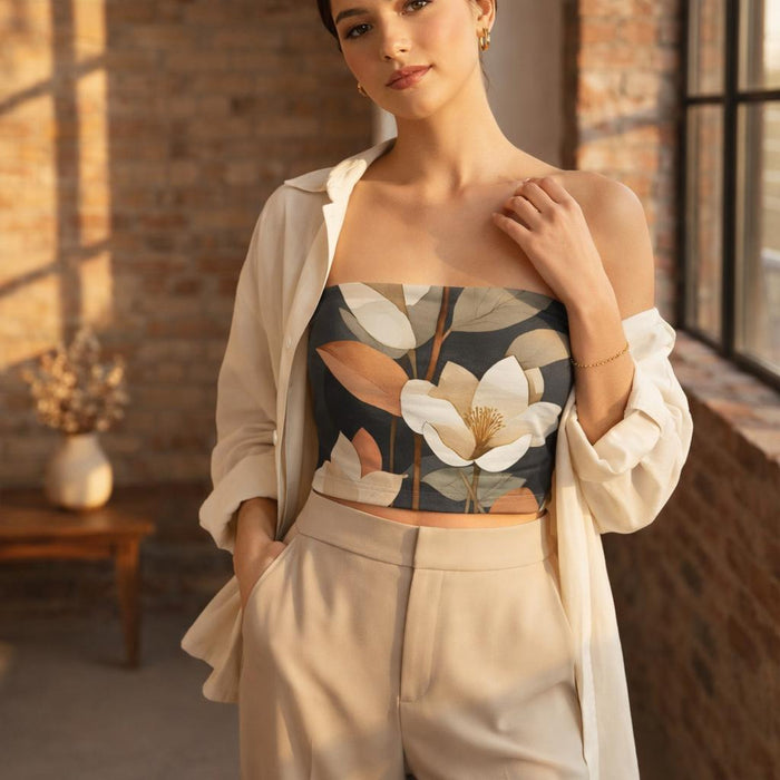 Noir Bloom | Tube Top | White Floral · lifestyle