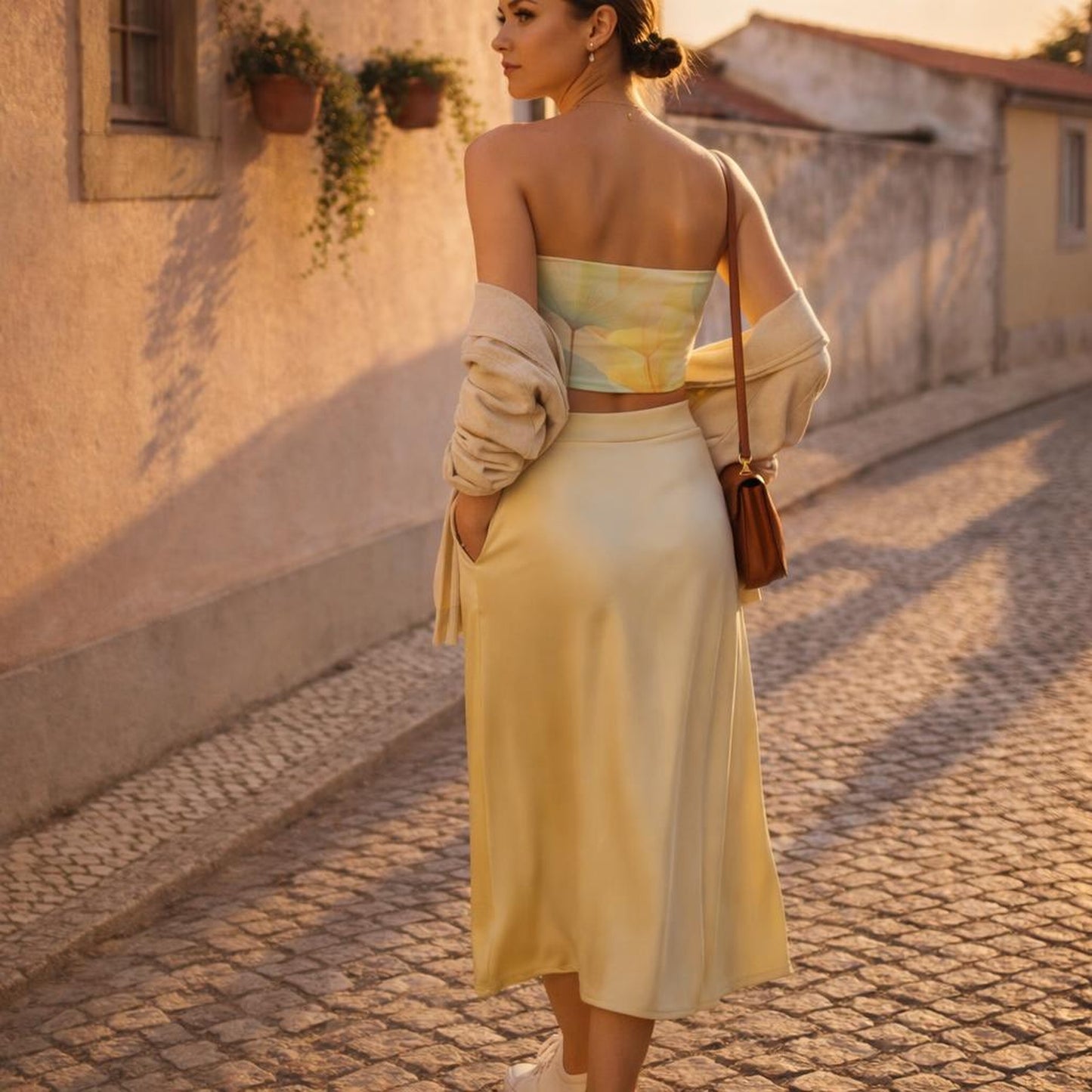 Golden Mist | Tube Top | Soft Leaf Fade — lifestyle