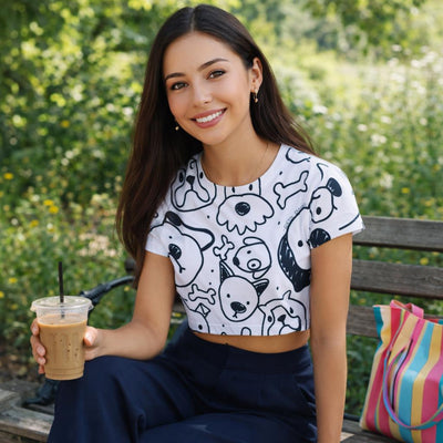 Cartoon Crew | Crop Top | Black & White Graphic · lifestyle