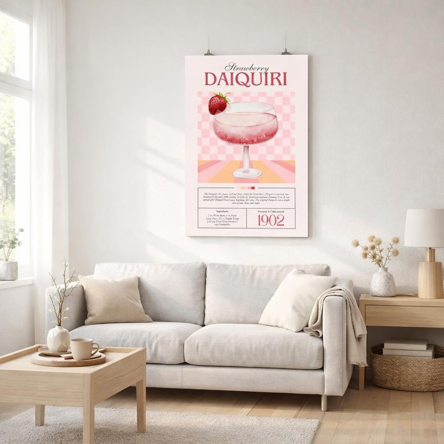 Strawberry Daiquiri | Recipe Poster | A3 Art Print — front view