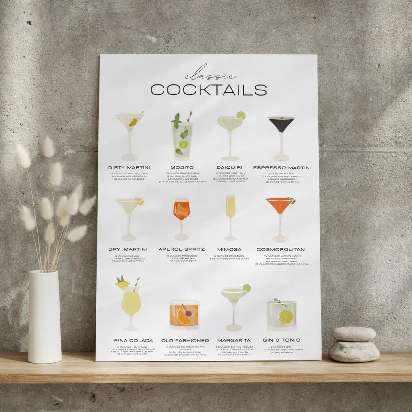 Classic Cocktails | A3 Poster | Recipes — lifestyle