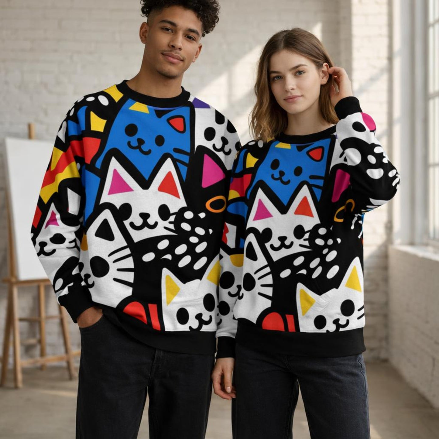 Cat Chaos | Graffiti Vibe | Multicolor Sweatshirt — front view