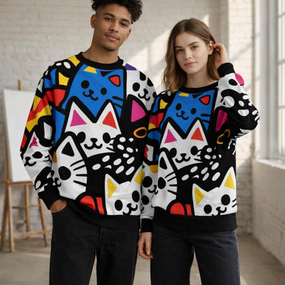 Cat Chaos | Graffiti Vibe | Multicolor Sweatshirt — front view