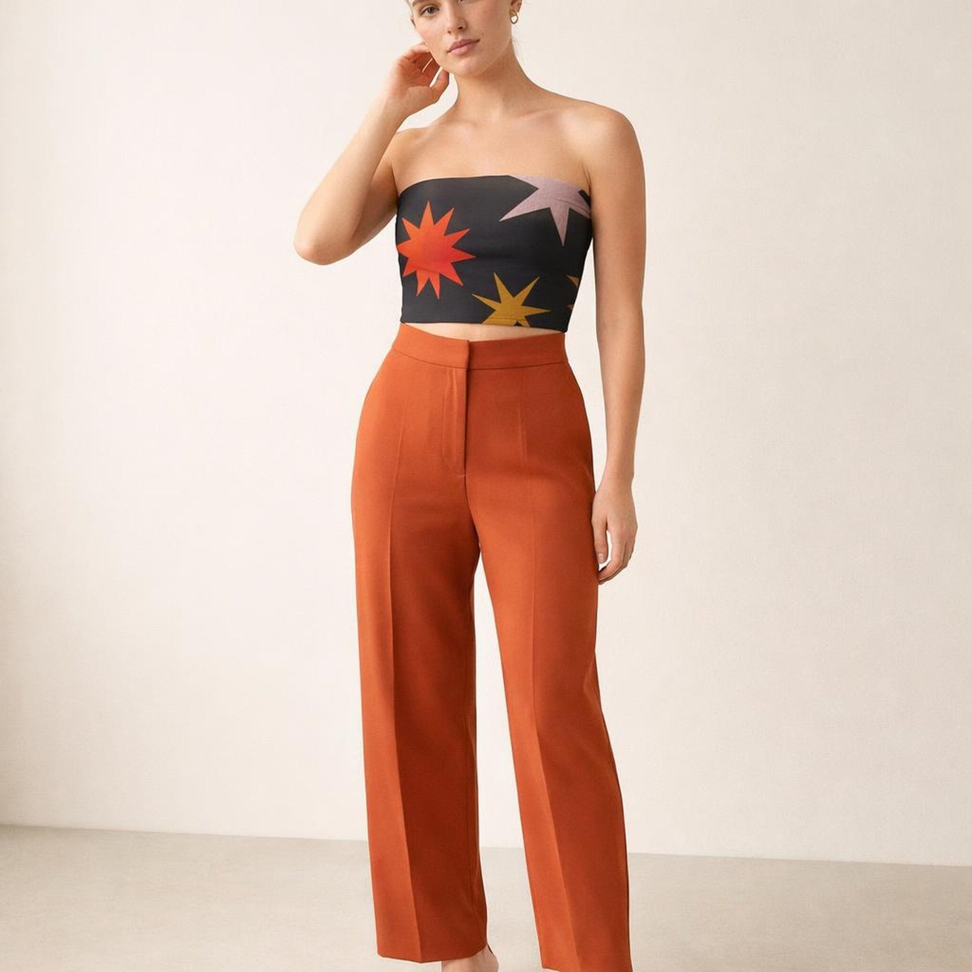 Midnight Sparks | Tube Top | Orange Star Burst · front view