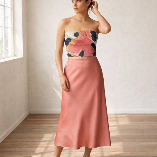 Coral Fracture | Tube Top | Abstract Print — front view