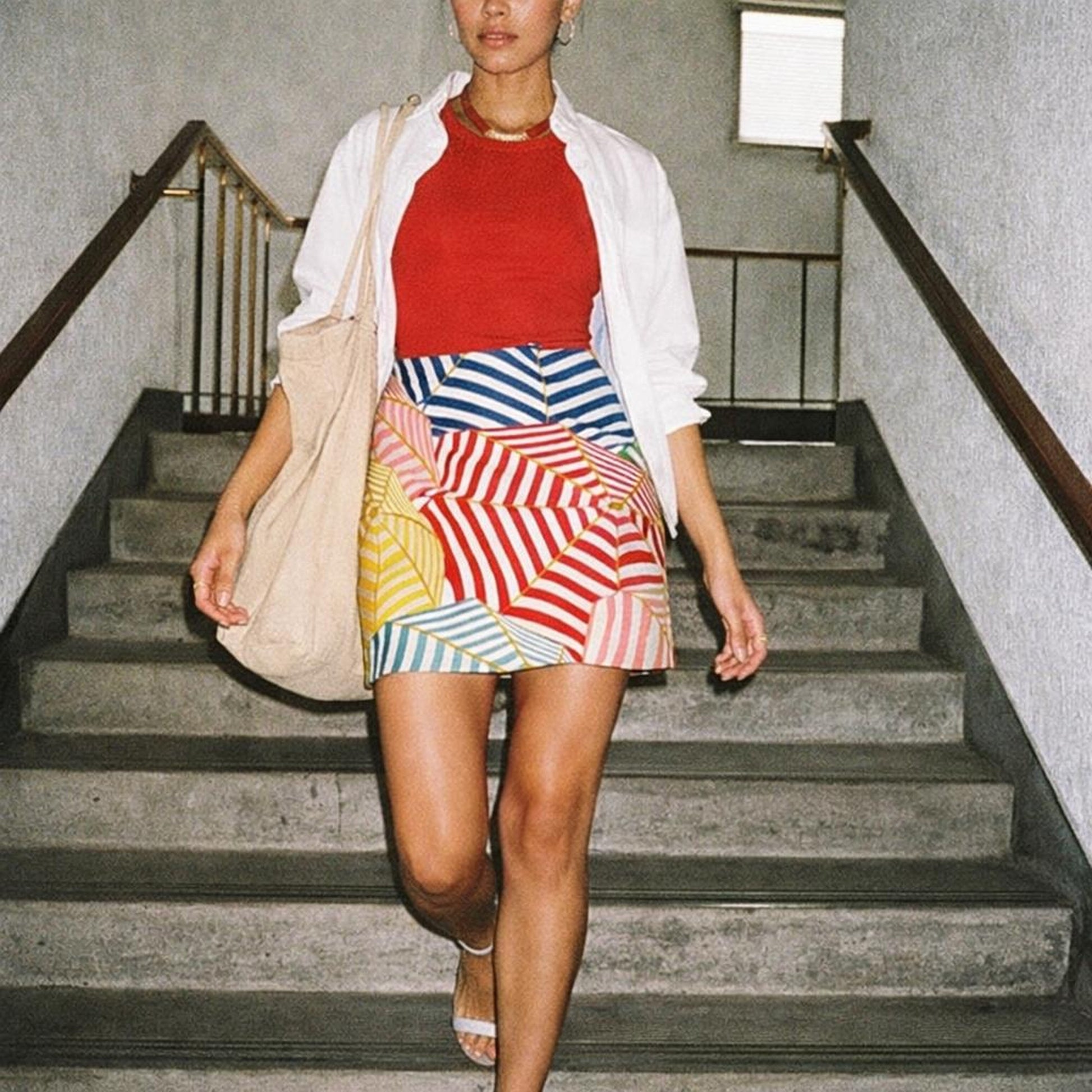 Candy Stripe Canopy | Mini Skirt | Umbrella Graphic — lifestyle