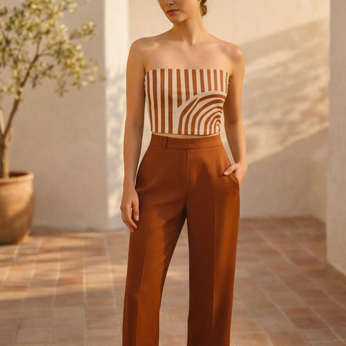 Terracotta Lines | Tube Top | Calm & Intentional · front view