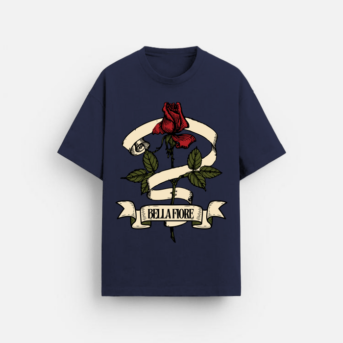 Bella Fiore | Oversized T-Shirt | Red Rose Navy