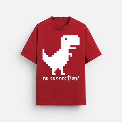 No Connection Dino - Oversized Classic T-Shirt Red