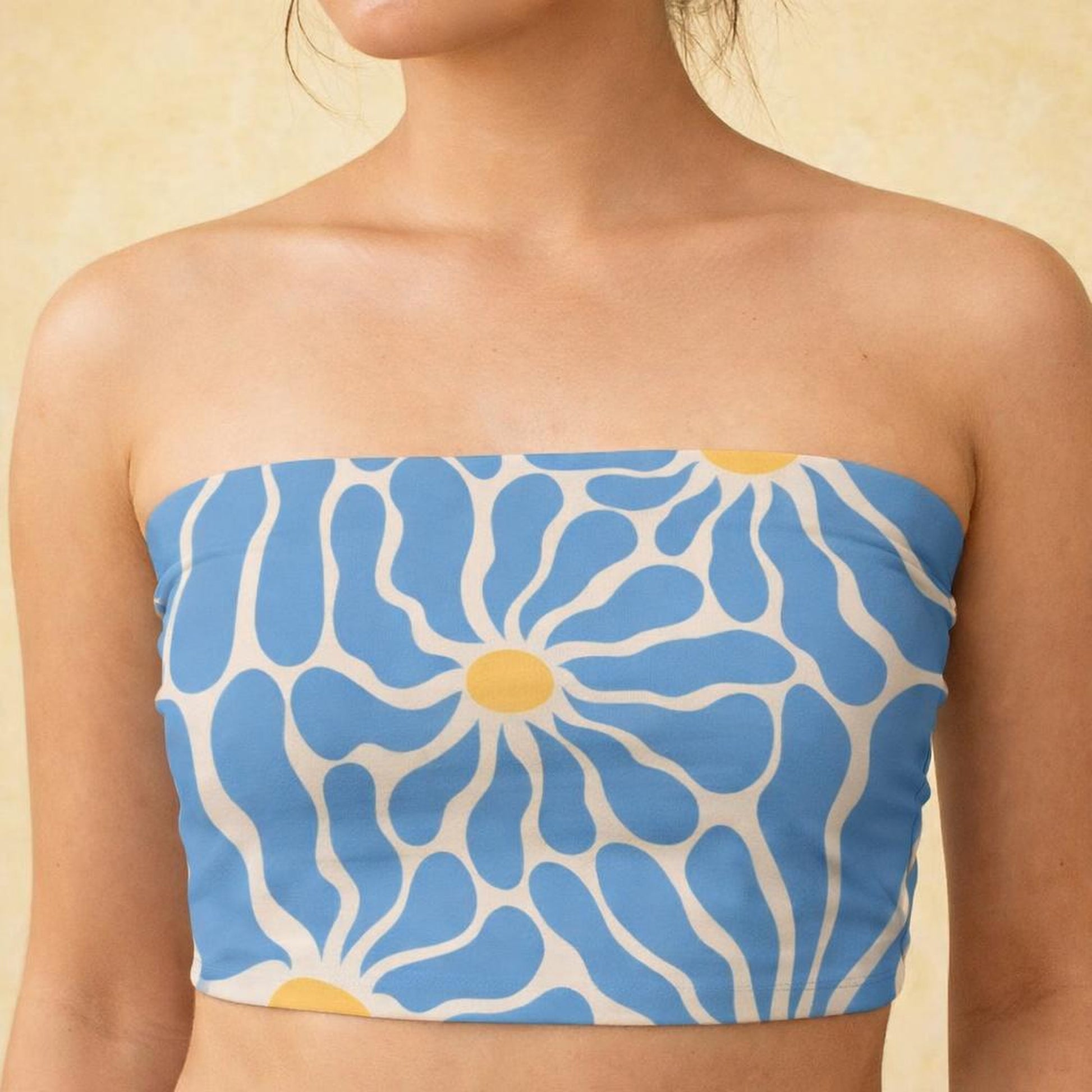 Blue Bloom Burst | Tube Top | Abstract Floral — design detail