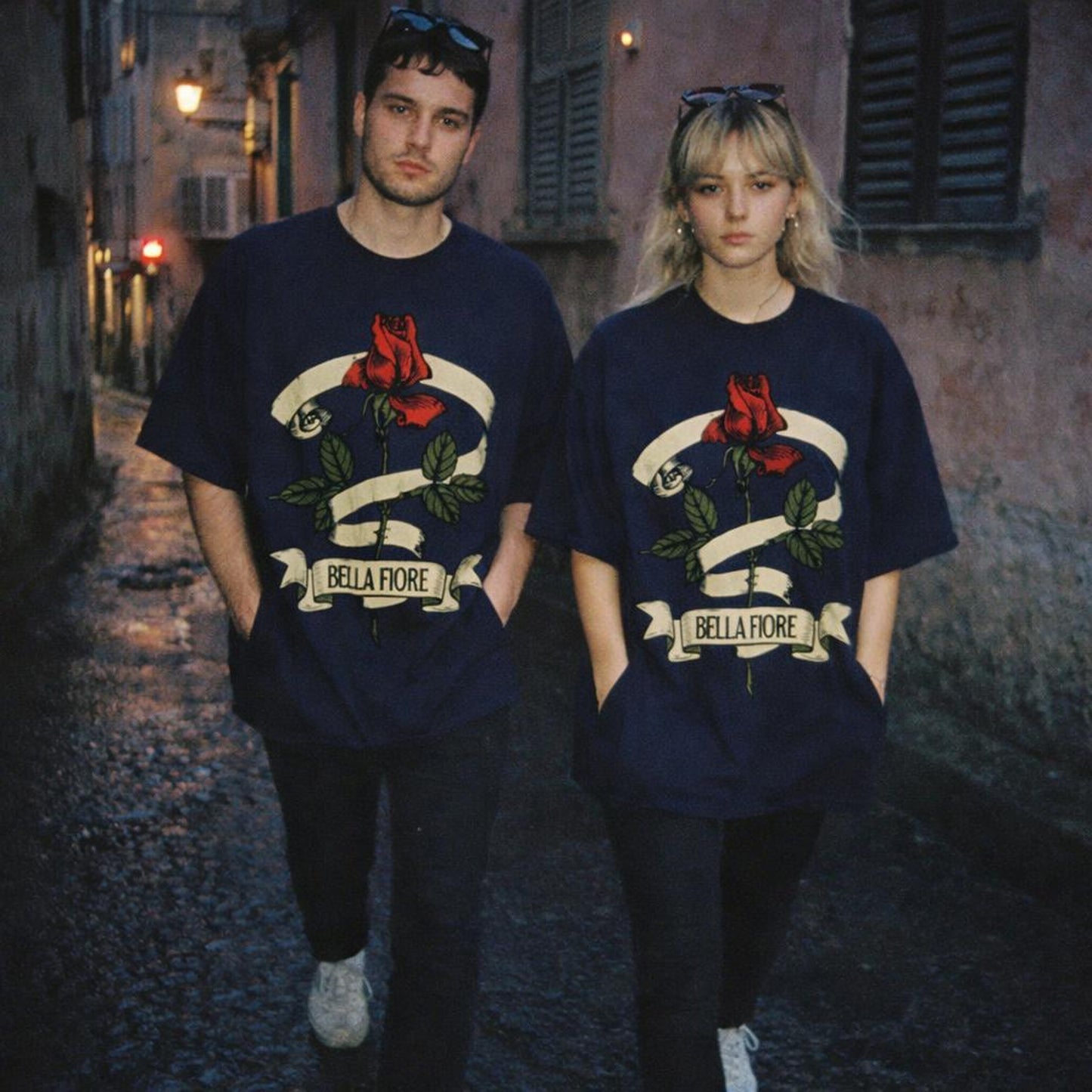 Bella Fiore | Oversized T-Shirt | Navy Blue — design detail