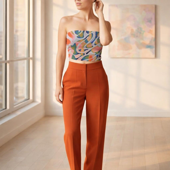 Rang Leher | Tube Top | Multicolor Abstract Wave · front view