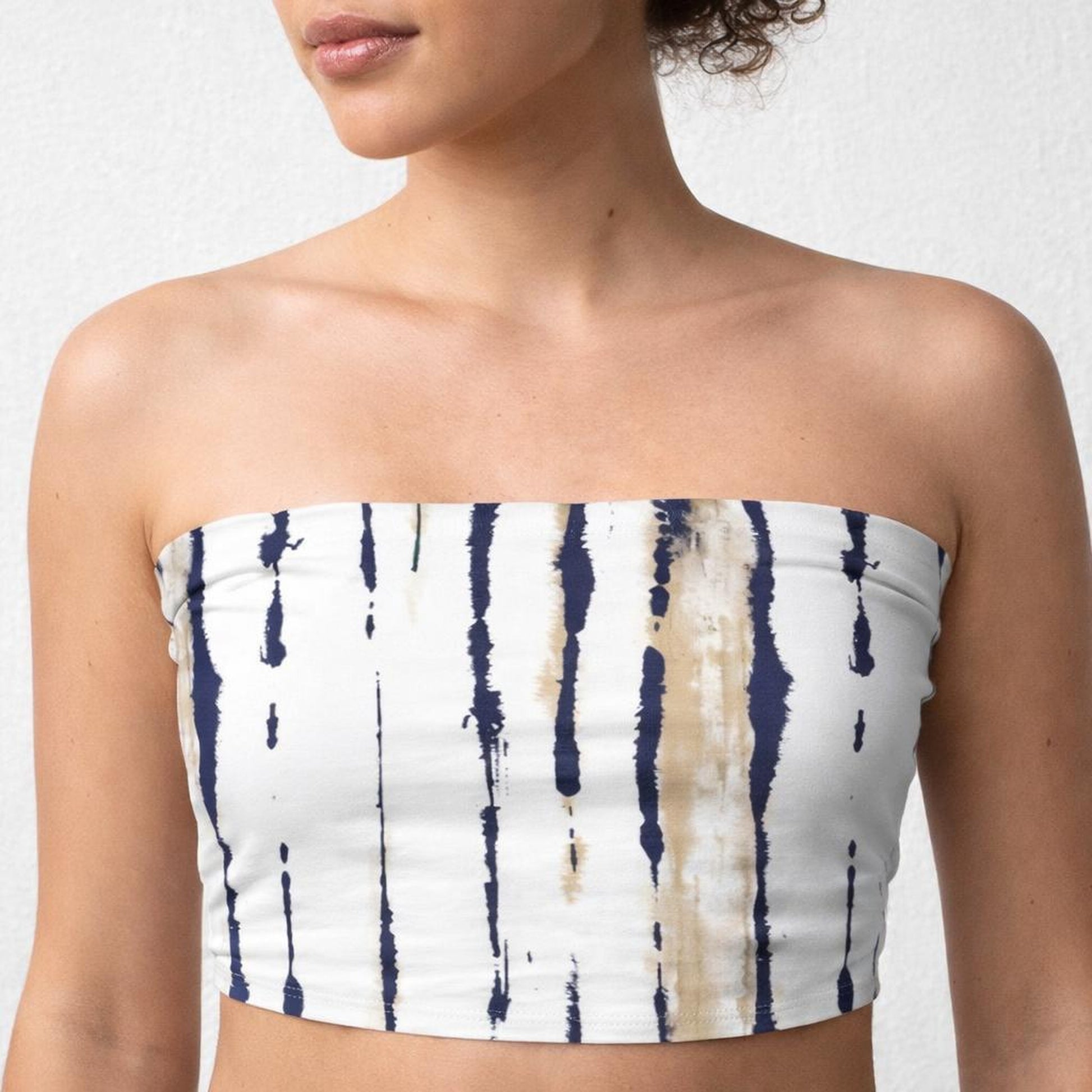 Indigo Drift | Tube Top | Vertical Stripes · front view